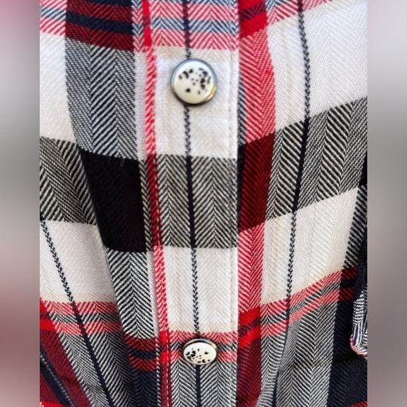 Shyanne Country Western Snap Front Sleeveless Red Black White Plaid Top L - Picture 8 of 10
